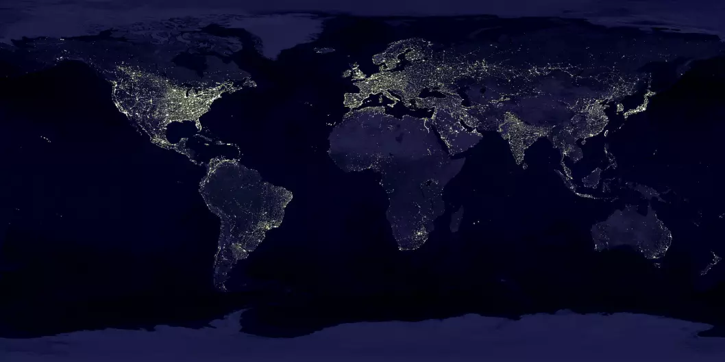 Earth’s City Lights, from NASA’s Visible Earth catalog. Data from 1994–1995, visualization created in 2000.