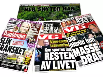 Norwegian newspapers July 24 2011, April 11 2012, and April 13 2012. (Ill.: Per Byhring)