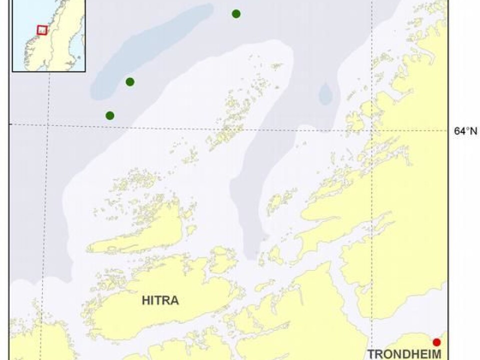 Map showing the three new coral reef localities. (Photo: Kjell Bakkeplass)