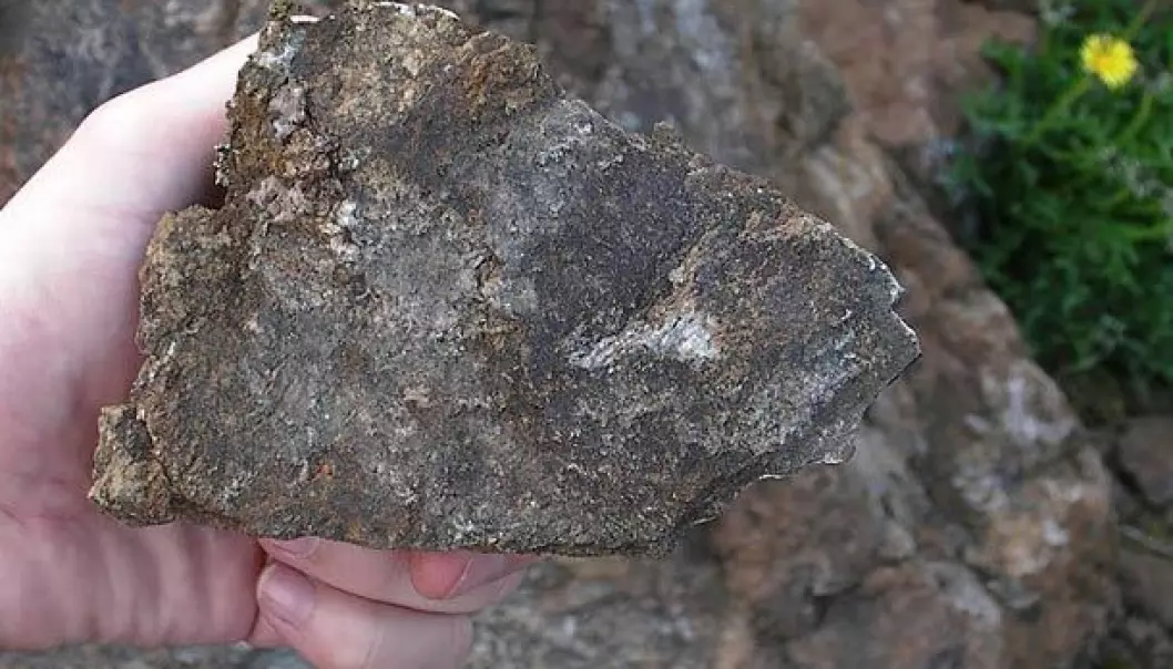 Rauhaugite from the Fen field. Thorium is an element of this rock. (Photo: Gunnvald Solli, Norsk Thorium)