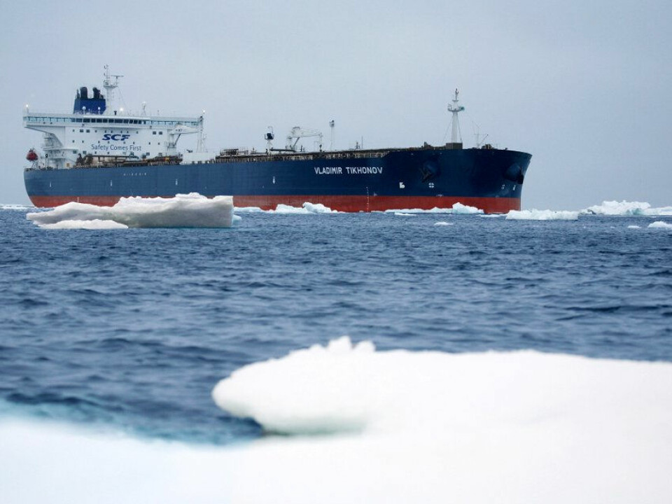 Shipping traffic in the Arctic is increasing. The reinforced supertanker Vladimir Tikhonov last year sailed from Murmansk to Asia and is the largest ship to complete a successful transit of the Northern Sea Route. (Photo: SCF Group Sovcomflot)