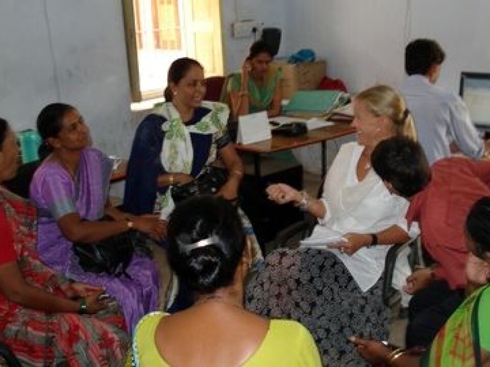Kristin Braa with health workers in Rajahstan, India. (Photo: Ime Asangansi)
