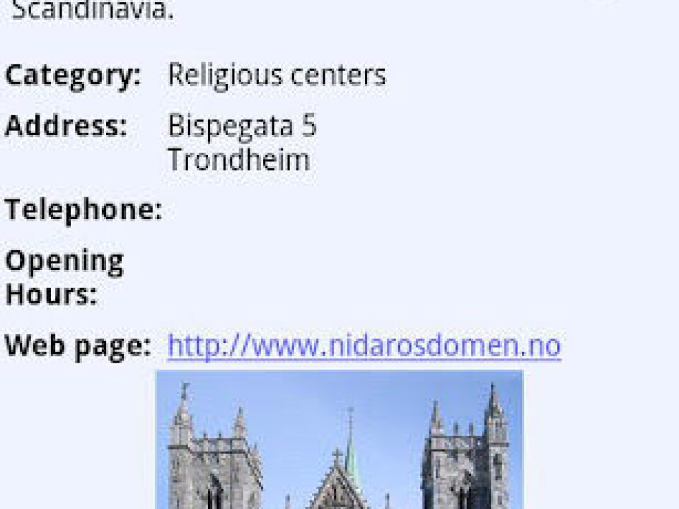 The app lets people create or edit places and itineraries in a city, and the new prototype includes three examples for Trondheim: one for tourists, one for people interested in architecture, and one for visitors interested in sculptures. (Photo: SINTEF)