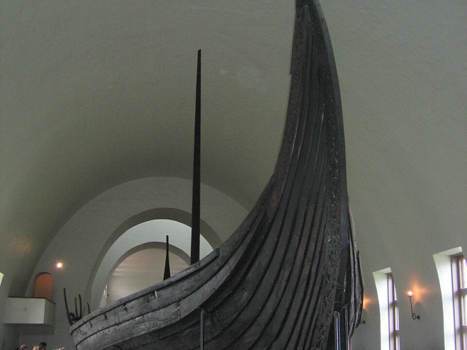 The Oseberg ship at the Viking Ship Museum in Oslo. The ship was built in year 820, buried in 834 and excavated by researchers in 1904. (Photo: Wikipedia)
