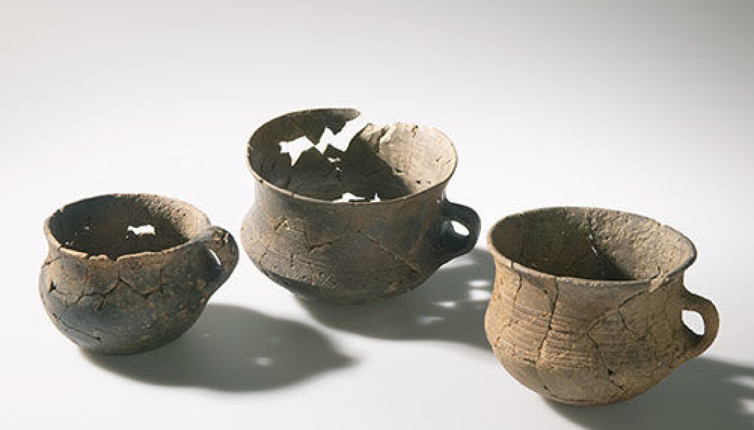 Pottery grave goods dating from the Late Roman period (200-400 AD) (Photo: Eirik Irgens Johnsen, Museum of Cultural History) Pottery grave goods dating from the Late Roman period (200-400 AD) (Photo: Eirik Irgens Johnsen, Museum of Cultural History)