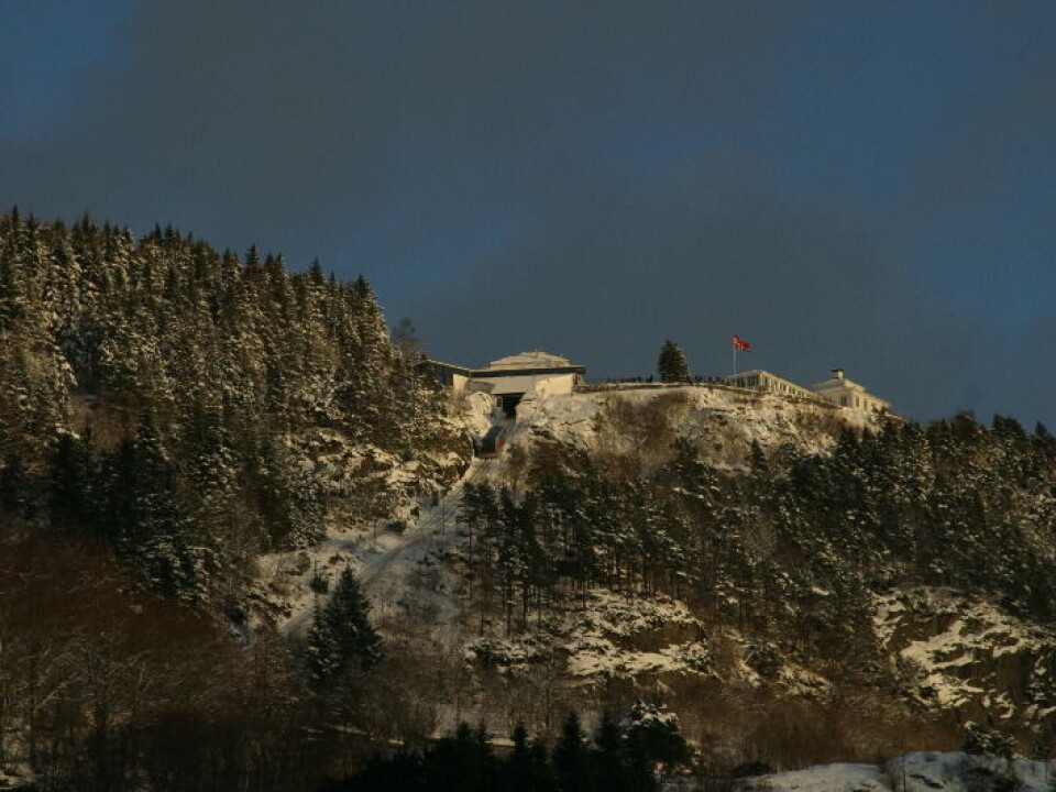 Fløien in winter. (Photo: Wikipedia commons)