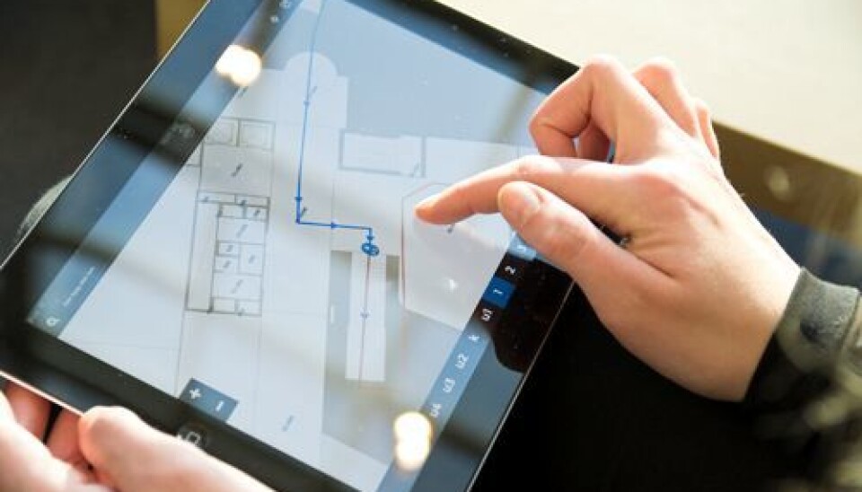 The CampusGuide app pinpoints positions inside a building, displaying a map with the room the user is in and the floor the room is on. (Photo: Thomas Keilman)