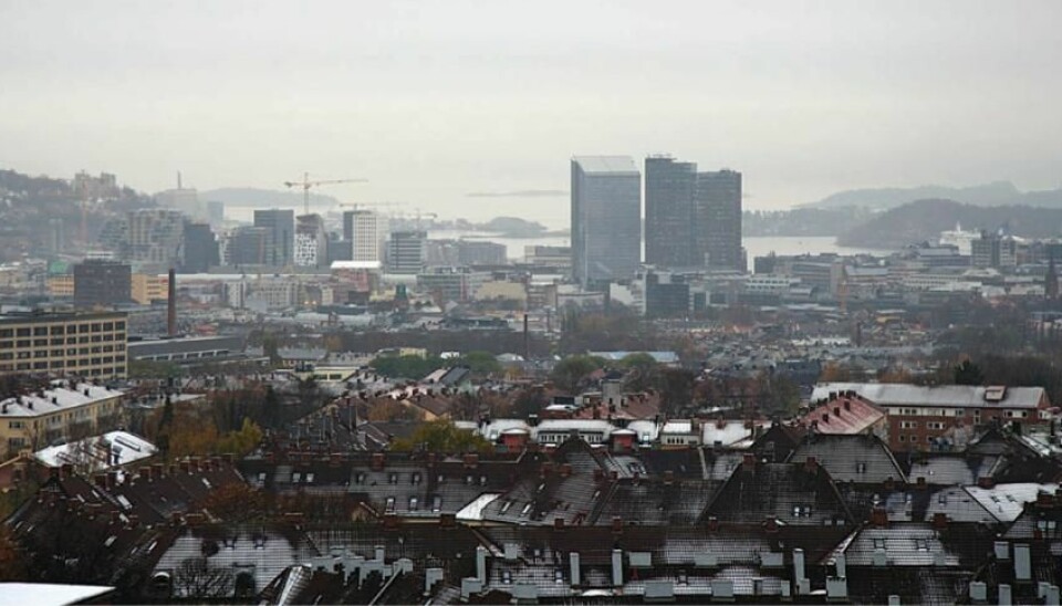 The view behind the ‘barcode row’ in Oslo in overcast weather. (Photo: Odd Iglebåk)