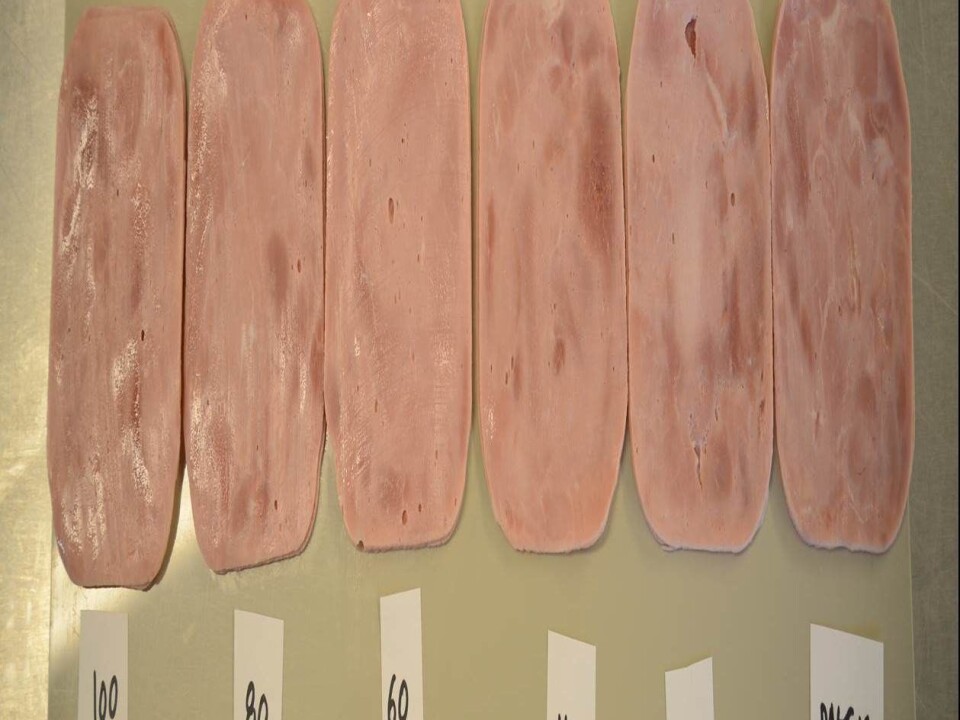 Salt improves the taste, retains water and preserves food. But how much of the sodium content can be reduced without affecting the taste and product properties of cooked ham. (Photo: SINTEF)
