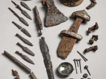An overview of some of the finds that archaeologists say suggest the presence of a large trading town dating from the Viking age in Steinkjer, north of Trondheim. The three small round knobs on the lower right of the picture are silver buttons that archaeologists believe came from Britain. (Photo: Åge Hojem) An overview of some of the finds that archaeologists say suggest the presence of a large trading town dating from the Viking age in Steinkjer, north of Trondheim. The three small round knobs on the lower right of the picture are silver buttons that archaeologists believe came from Britain. (Photo: Åge Hojem)
