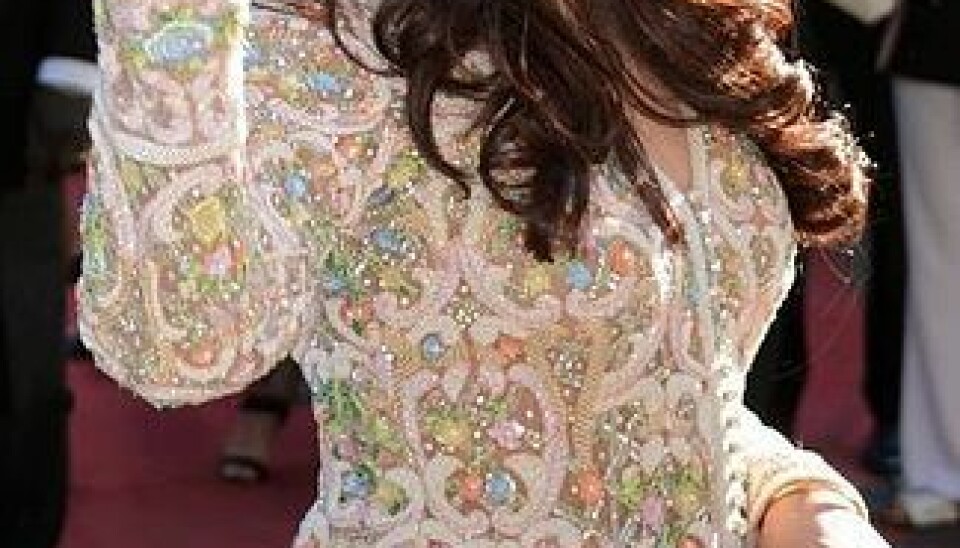 The renowned Indian actor Aishwarya Rai at the Cannes Film Festival this year. Her dress is from designers Abu Jani and Sandeep Khosla, but the embroiderers who made it never get red carpet treatment. (Photo: Georges Biard, Wikimedia Commons)