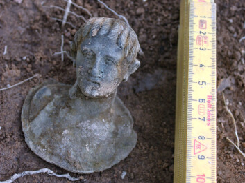 Two of the busts are distinctly different than the others. They have a typical Roman appearance and were probably once mounted on a bronze vessel. This well-made head dates to the 3rd century AD. (Photo: Max Jahrehorn, Blekinge Museum) Two of the busts are distinctly different than the others. They have a typical Roman appearance and were probably once mounted on a bronze vessel. This well-made head dates to the 3rd century AD. (Photo: Max Jahrehorn, Blekinge Museum)
