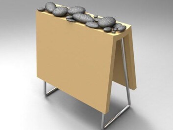 In a master student project, a prototype of radiator with heated stones was made, for the possible use in a spa or sauna. (Photo: Siri Beate Persen) In a master student project, a prototype of radiator with heated stones was made, for the possible use in a spa or sauna. (Photo: Siri Beate Persen)