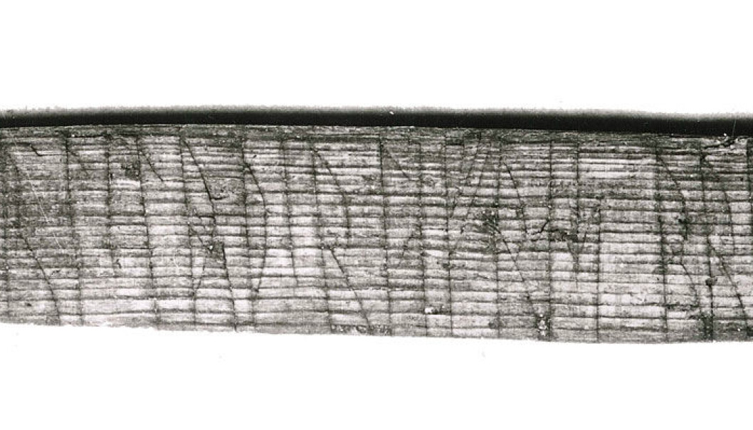 Two men, Sigurd and Lavrans, carved their names both in code and in standard runes on this stick, dated from the 13th century and found at the Bergen Wharf. This helped researcher Jonas Nordby crack the jötunvillur code. (Photo: Aslak Liestøl/Museum of Cultural History, University of Oslo) Two men, Sigurd and Lavrans, carved their names both in code and in standard runes on this stick, dated from the 13th century and found at the Bergen Wharf. This helped researcher Jonas Nordby crack the jötunvillur code. (Photo: Aslak Liestøl/Museum of Cultural History, University of Oslo)