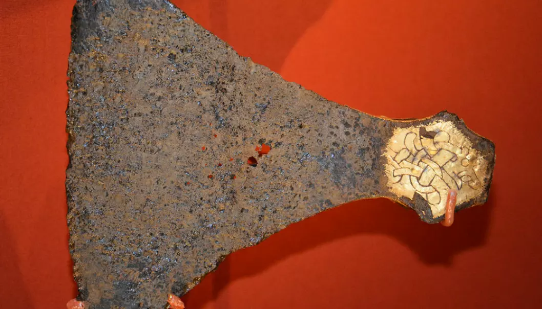 Vikings were prone to vanity, even when on raids, as indicated by the head of this battle axe in iron and gold from 1000-1050 AD, found in Botnhamn in Norway’s Troms County. (Photo: Ida Kvittingen)