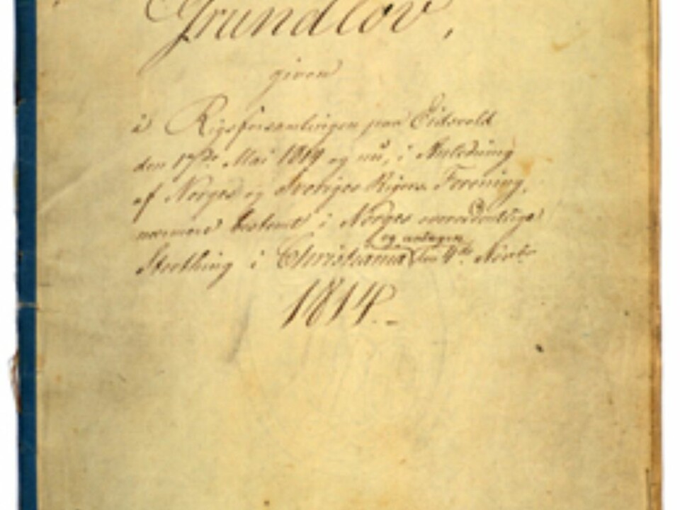 The Constitution of the Kingdom of Norway of 4 November 1814. (Photo: Archives of the Storting)