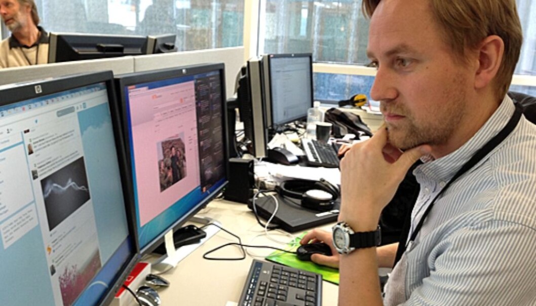 VG journalist Rune Thomas Ege keeps a constant eye on Twitter feeds to pick up news from abroad. He is just as critical of social media as to other sources. (Photo: Ida Kvittingen) VG journalist Rune Thomas Ege keeps a constant eye on Twitter feeds to pick up news from abroad. He is just as critical of social media as to other sources. (Photo: Ida Kvittingen)