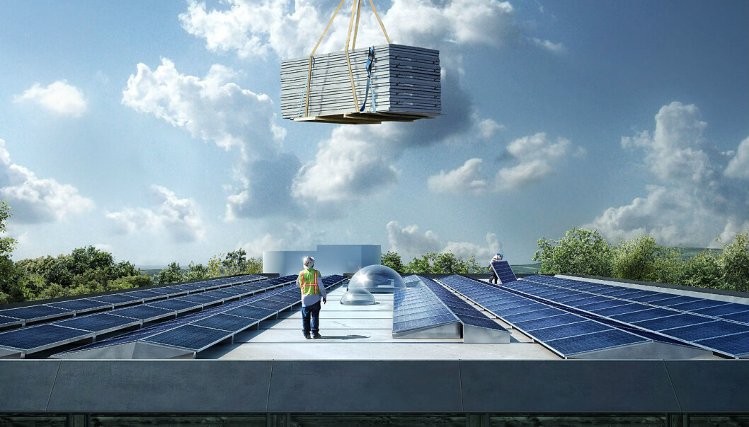 Solar cells on the roof will make Powerhouse Kjørbo in Sandvika self-sufficient in electricity. (Illustration: Snøhetta/MIR) Solar cells on the roof will make Powerhouse Kjørbo in Sandvika self-sufficient in electricity. (Illustration: Snøhetta/MIR)