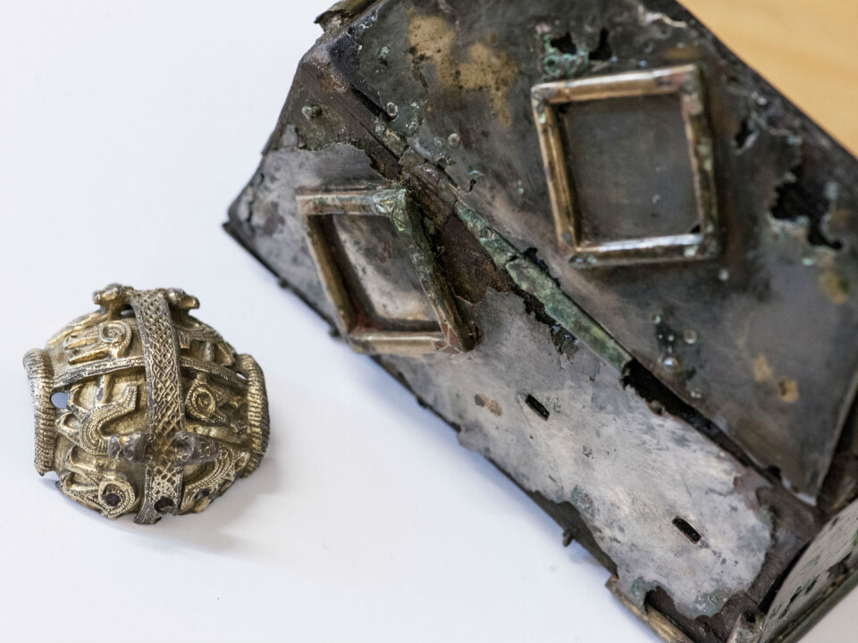 Artefacts from Viking graves, such as this gold piece from the British crozier and a reliquary, are among Norway's most important modern-day finds. (Photo: Åge Hojem/NTNU University Museum)