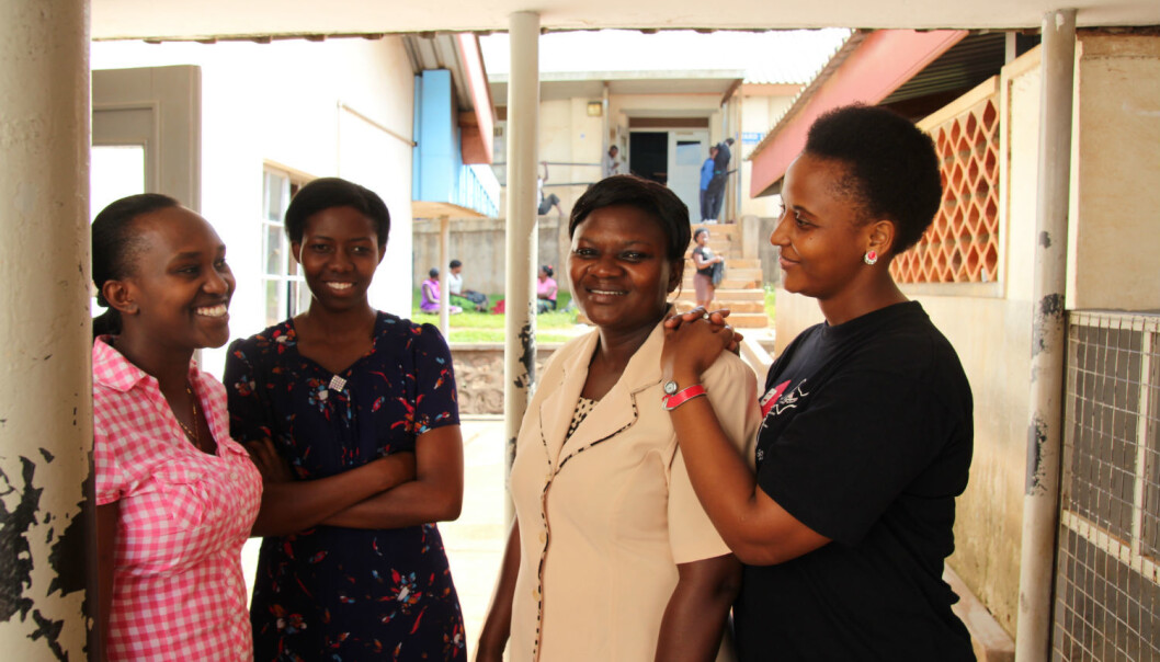 "We will go on to become leaders and policymakers," says Elizabeth Ayebare (left). Her view is backed by Mariam Namutebi, Olive Norah Nabacwa and Stella Mushy. (Photo: Runo Isaksen, SIU)
"We will go on to become leaders and policymakers," says Elizabeth Ayebare (left). Her view is backed by Mariam Namutebi, Olive Norah Nabacwa and Stella Mushy. (Photo: Runo Isaksen, SIU)