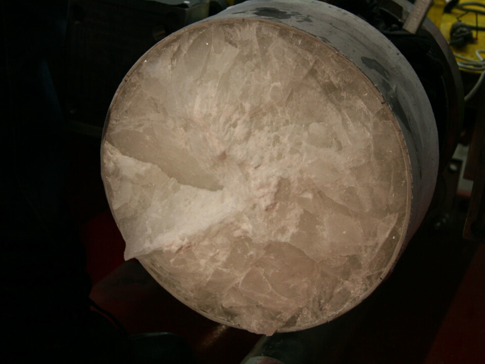The ice bullet after impact. (Photo: Nancy Bazilchuk)