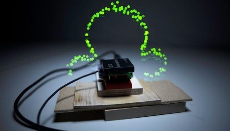 The wireless field around an RFID tag.