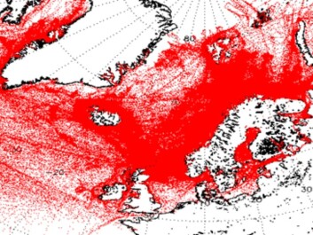 Every red dot represents an AIS signal from a ship. The North Sea area off the coast of Germany is white. This does not mean this part of the Atlantic is devoid of maritime traffic. There are such quantities of vessels there sending simultaneous signals that the receiver overloads and draws a blank. This is not a problem in the northern waters, which is the territory that AISSat 1 and 2 primarily are designed to monitor. (Image: The Norwegian Defence Research Establishment) Every red dot represents an AIS signal from a ship. The North Sea area off the coast of Germany is white. This does not mean this part of the Atlantic is devoid of maritime traffic. There are such quantities of vessels there sending simultaneous signals that the receiver overloads and draws a blank. This is not a problem in the northern waters, which is the territory that AISSat 1 and 2 primarily are designed to monitor. (Image: The Norwegian Defence Research Establishment)