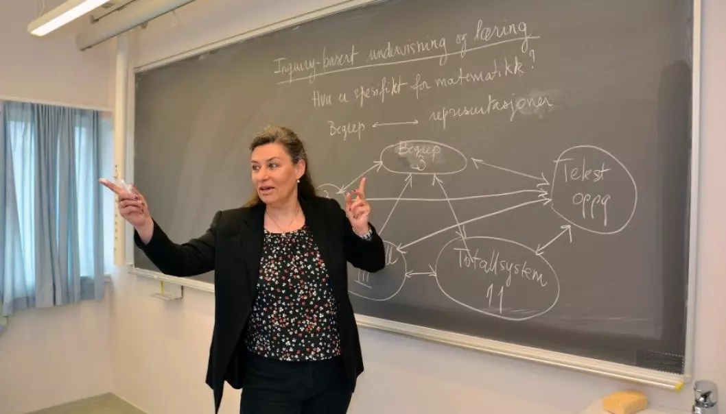 Claire Vaugelade Berg has developed a course in which students act as both teachers and researchers. This will make them more aware of how pupils think when working with mathematics. (Photo: Jan Arve Olsen, UiA)