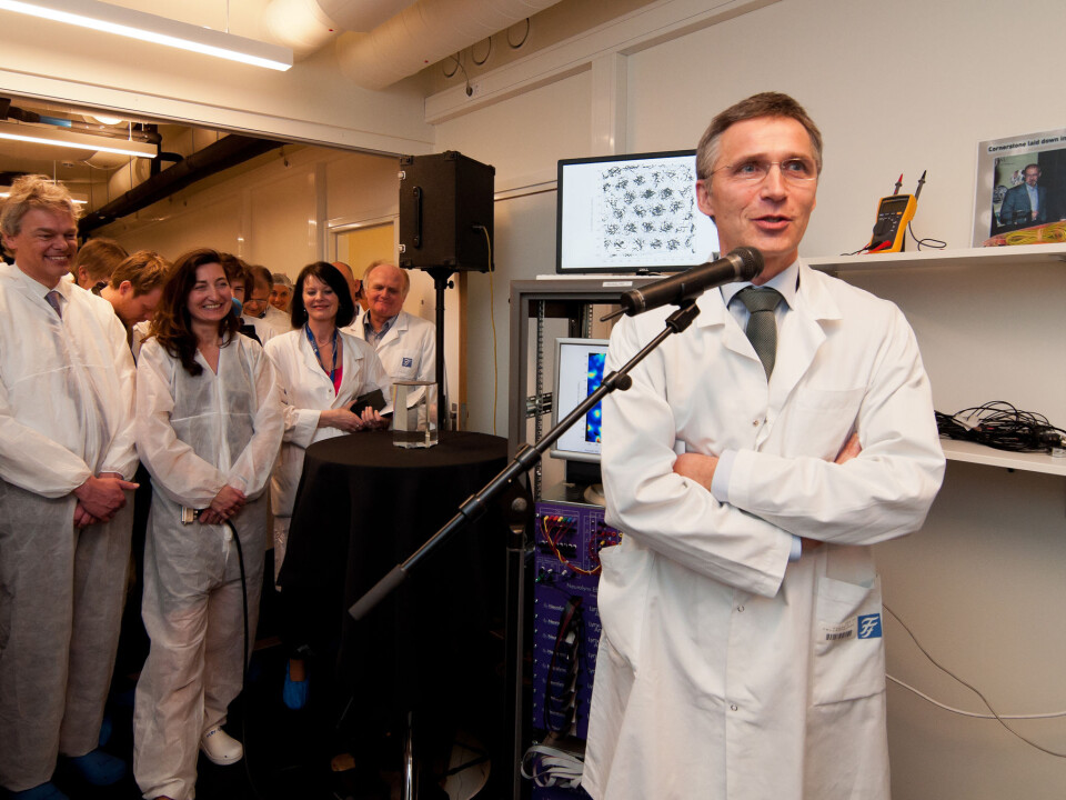 Jens Stoltenberg, then-Prime Minister of Norway, at the opening of the Norwegian Brain Centre in May 2012 with Professors Edvard and May-Britt Moser. (Photo: NTNU)