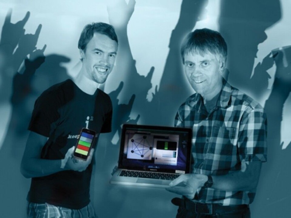 Kristian Nymoen and professor Jim Tørresen. (Foto: Yngve Vogt/Hanne Utigard/Colourbox)