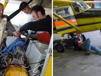 The first test flights required plenty of improvisation.
On the left, from the left: Ivar Baarstad og Pål Erik Goa. (Photo: Torbjørn Skauli, FFI)
The first test flights required plenty of improvisation.
On the left, from the left: Ivar Baarstad og Pål Erik Goa. (Photo: Torbjørn Skauli, FFI)