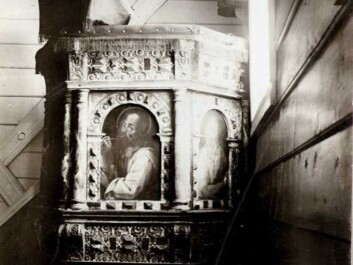 Ministers and their pulpits comprised what could be likened to the media back in the 17th and 18th centuries. From this elevated position, priests hammered their parishioners with embellished political messages that provided a holy platform for royal power. This pulpit is in Røldal Church, Hordaland County. (Photo: Norsk Folkemuseum / DigitaltMuseum) Ministers and their pulpits comprised what could be likened to the media back in the 17th and 18th centuries. From this elevated position, priests hammered their parishioners with embellished political messages that provided a holy platform for royal power. This pulpit is in Røldal Church, Hordaland County. (Photo: Norsk Folkemuseum / DigitaltMuseum)