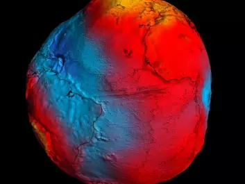A representation of the various levels of gravity on the Earth, as detected by ESA’s gravitational measurements from the GOCE satellite. The colouring and the exaggerated misshaping of our planet indicate higher and lower levels of gravity. (Illustration: ESA)