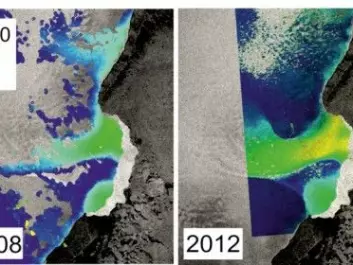 This illustration shows how much faster the ice has started to move in the past years. (Ill.: CPOM/GRL)