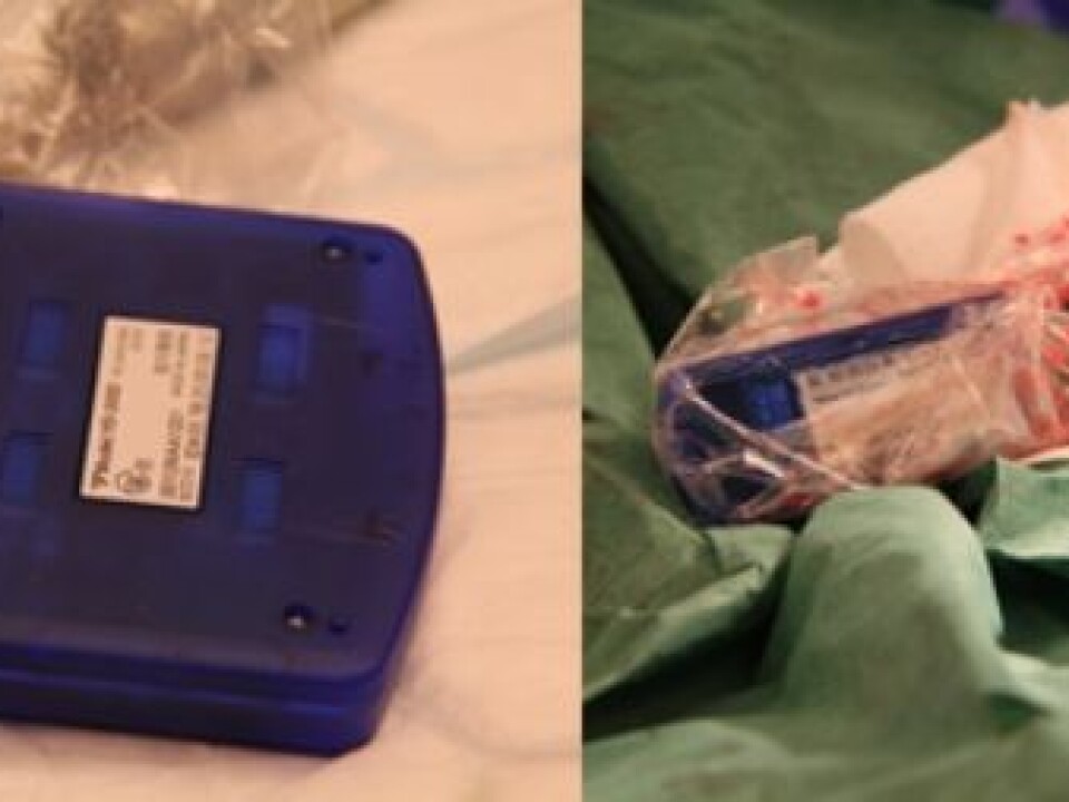 The receiver and transmitter that were tested. (Photo: Oslo University Hospital)