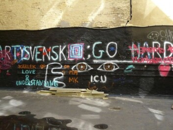 "Go hard", a counter reaction to the graffiti about party Swedes. (Photo: Ida Tolgensbakk) "Go hard", a counter reaction to the graffiti about party Swedes. (Photo: Ida Tolgensbakk)