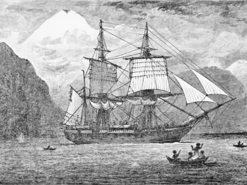 HMS Beagle travelling through the Strait of Magellan, as imagined by an artist. (Photo: R. T. Pritchett)