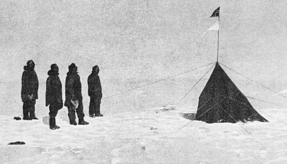 Roald Amundsen, Helmer Hanssen, Sverre Hassel and Oscar Wisting were the ones who reached the South Pole. So did Olav Bjaaland, who presumably took the photo. (Photo: the NOAA photo library)