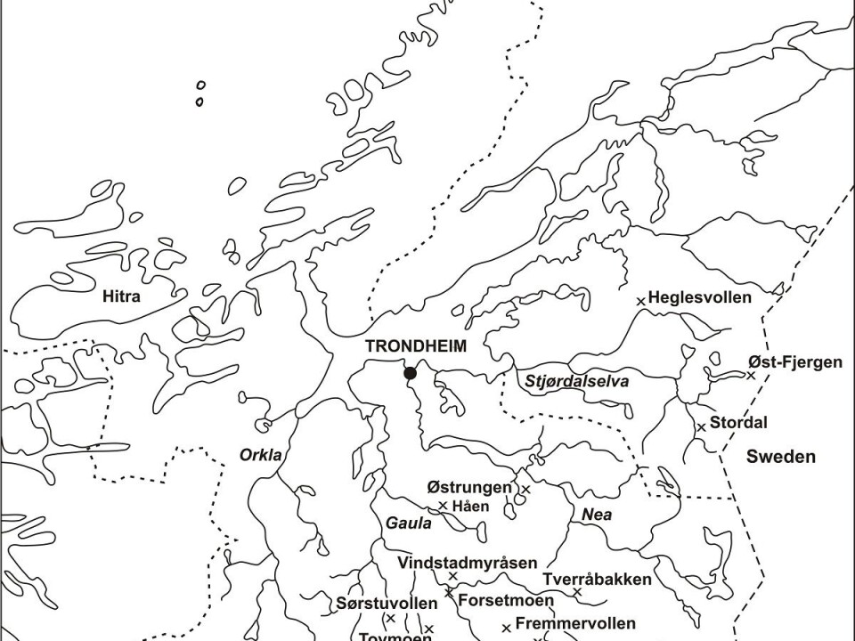 Places that testify to iron production in Trøndelag: Heglesvollen, Øst-Fjergen, Stordalen, Østrungen, Tovmoen, Storbekkøya, Vårhussetra, Tverråbakken are all sites from the Early Iron Age that have undergone archaeometallurgical study.