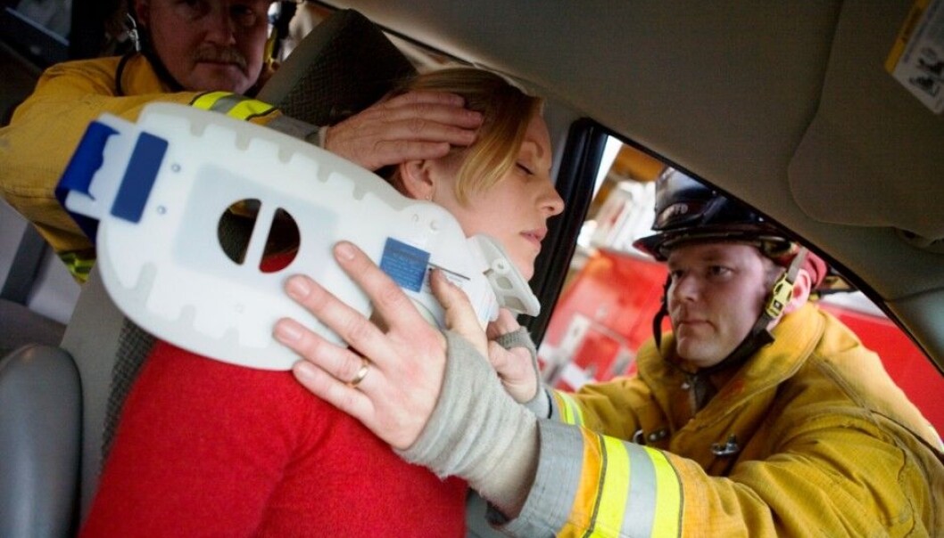 Some whiplash trauma victims develop chronic pains after car accidents, whereas others lose their stiff and painful necks fairly soon. Why? (Illustrative photo: Colourbox) Some whiplash trauma victims develop chronic pains after car accidents, whereas others lose their stiff and painful necks fairly soon. Why? (Illustrative photo: Colourbox)