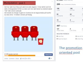 The other post was a profiling message that enticed people with cinema tickets if they responded. (Screenshot: Facebook) The other post was a profiling message that enticed people with cinema tickets if they responded. (Screenshot: Facebook)