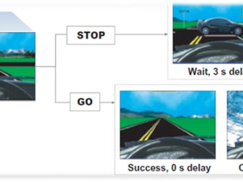The illustration shows the display of the game which the participants were tested with. (Illustration: Sintef)