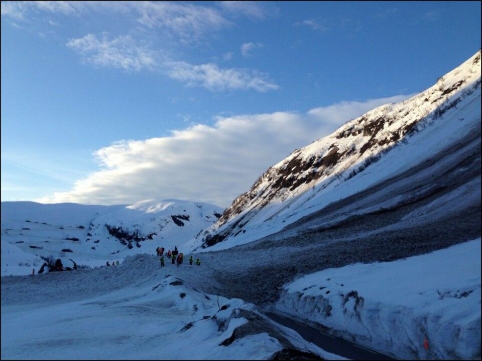 View of the avalanches from the road. (Photo: NPRA)