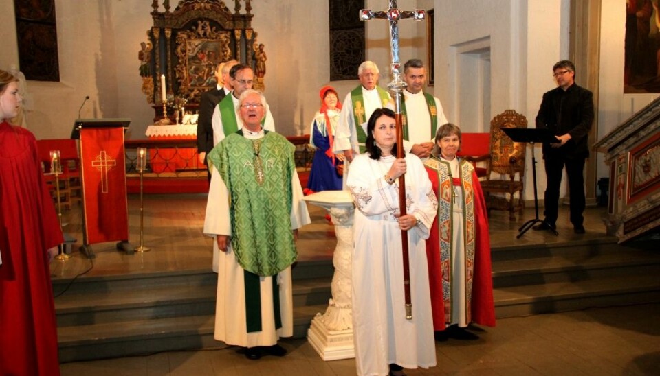 Religious freedom trumps women’s rights in Norwegian politics and law, according to a new PhD thesis. The photo is from a church service during the Church Meeting in 2010. (Photo: Church of Norway.)