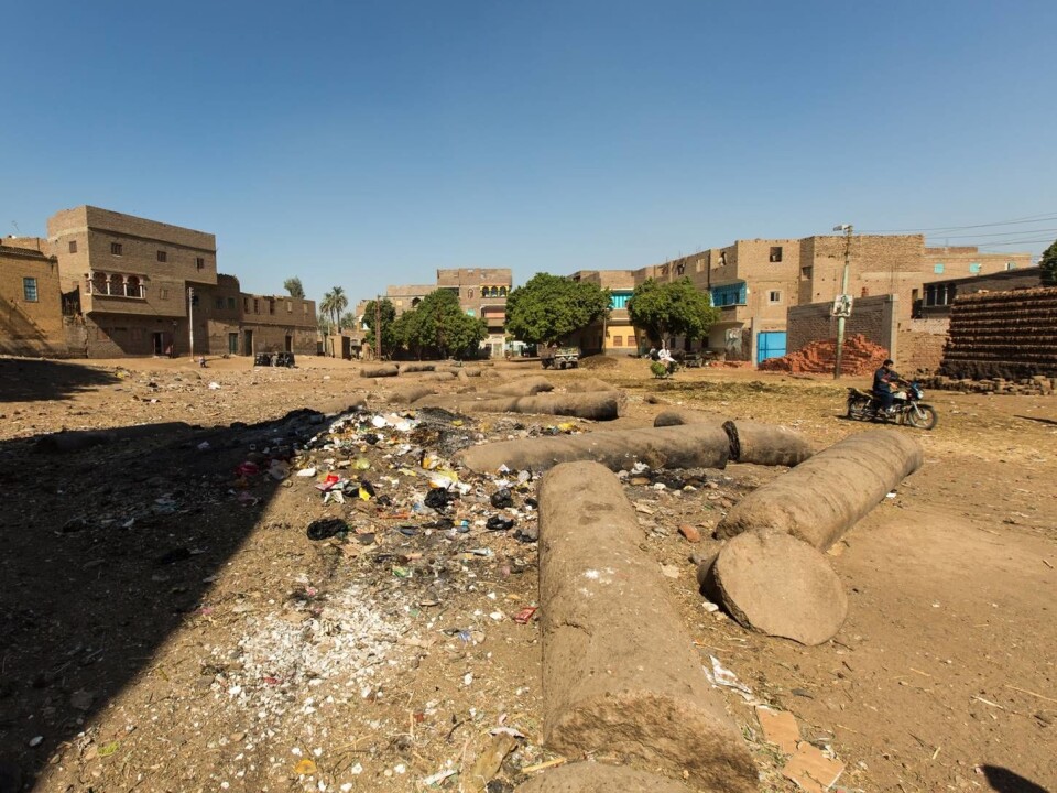 In the middle of the village Faw Qibli, the ruins of the basilica at the ancient Pachomian monastery of Pbow lies scattered about. The ruins are approximately 7 km from the site where the codices were found. (Photo: Hugo Lundhaug)
