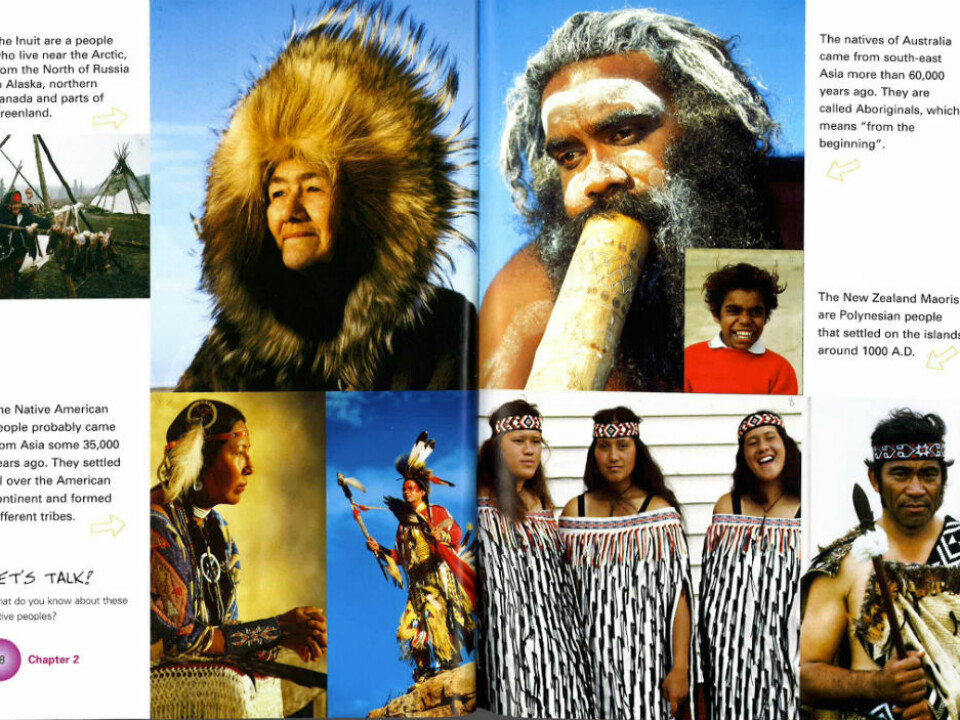 Here’s what the world’s indigenous people look like, according to the textbook New Flight. (Facsimile from New Flight 2, Cappelen Damm Undervisning)
