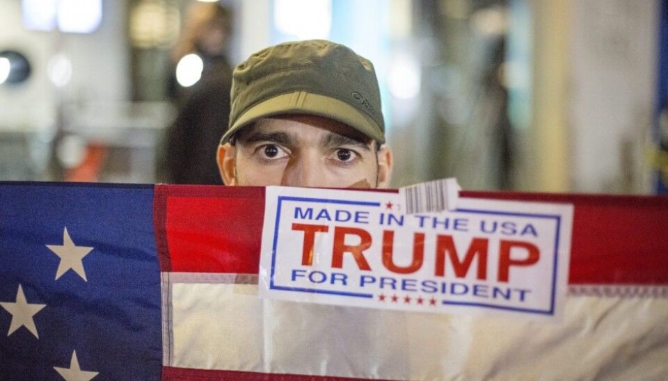 A jubilant Trump voter in New York. (Photo: Anders Ahlgren, NTB scanpix)