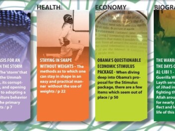 Columns such as “social” “health” and “economy” offer tips for exercising and analyses of the US president Barack Obama’s financial policies. (Photo: facsimile from The Jihadi Document Repository) Columns such as “social” “health” and “economy” offer tips for exercising and analyses of the US president Barack Obama’s financial policies. (Photo: facsimile from The Jihadi Document Repository)