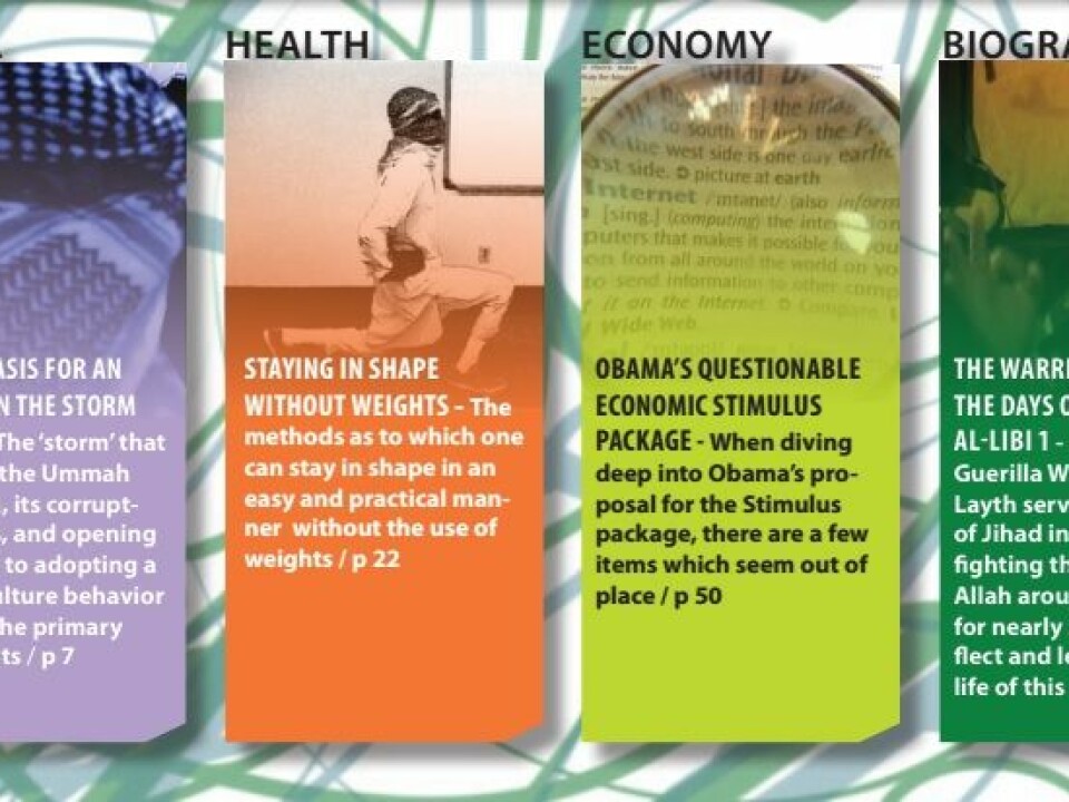 Columns such as “social” “health” and “economy” offer tips for exercising and analyses of the US president Barack Obama’s financial policies. (Photo: facsimile from The Jihadi Document Repository)