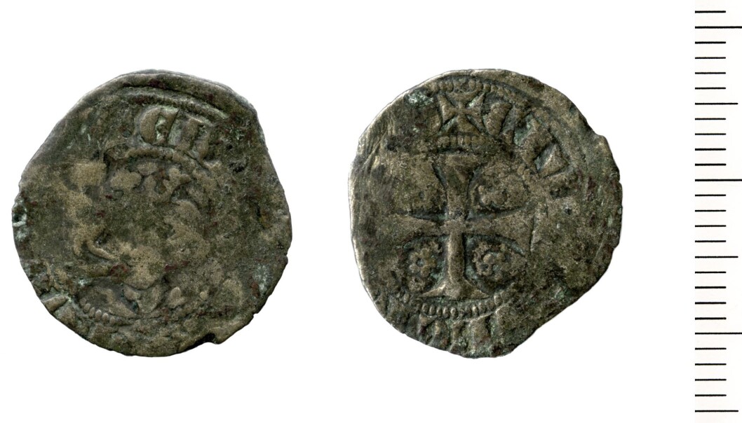 Norwegian coin from 1280-85, made in Bergen. (Photo: Svein Gullbekk) Norwegian coin from 1280-85, made in Bergen. (Photo: Svein Gullbekk)